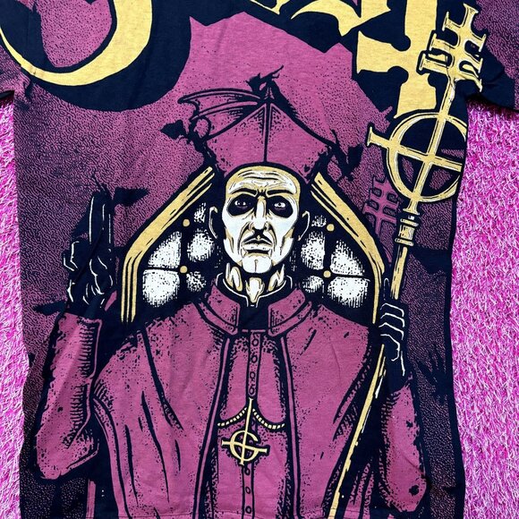 Ghost Cardinal Copia Blood Cassock Prequelle All Over Front Heavy Metal Tee S - Picture 2 of 4
